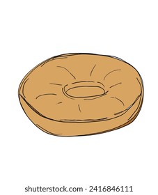 Esbozar la imagen vectorial de un bagel.
Dibujo a mano de un bagel.
Simple y lindo logo original.
Ilustración vectorial dibujada a mano para afiches.