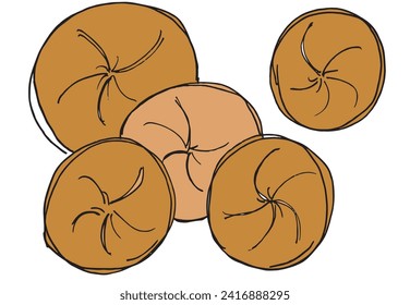 Esbozar la imagen vectorial de un bagel.
Dibujo a mano de un bagel.
Simple y lindo logo original.
Ilustración vectorial dibujada a mano para afiches.