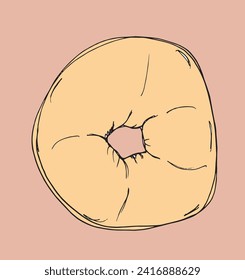 Outline illustration vector image of a bagel.
Hand drawn artwork of a bagel.
Simple cute original logo.
Hand drawn vector illustration for posters.