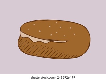 Outline illustration vector image of a bagel.
Hand drawn artwork of a bagel.
Simple cute original logo.
Hand drawn vector illustration for posters.