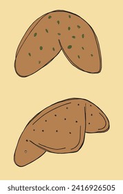 Outline illustration vector image of a bagel.
Hand drawn artwork of a bagel.
Simple cute original logo.
Hand drawn vector illustration for posters.