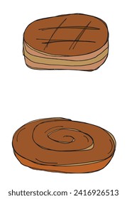 Esbozar la imagen vectorial de un bagel.
Dibujo a mano de un bagel.
Simple y lindo logo original.
Ilustración vectorial dibujada a mano para afiches.