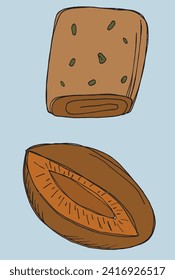Esbozar la imagen vectorial de un bagel.
Dibujo a mano de un bagel.
Simple y lindo logo original.
Ilustración vectorial dibujada a mano para afiches.