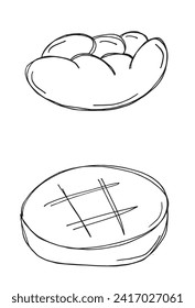 Outline illustration vector image of a bagel.
Hand drawn artwork of a bagel.
Simple cute original logo.
Hand drawn vector illustration for posters.