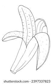 Outline illustration vector image of a banana.
Hand drawn artwork of a banana.
Simple cute original logo.
Hand drawn vector illustration for posters, cards, t-shirts.