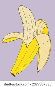 Umfassende Vektorgrafik einer Banane.
Handgezeichnete Kunstwerke einer Banane.
Einfaches, niedliches Originallogo.
Handgezeichnete Vektorgrafik für Poster, Karten, T-Shirts.