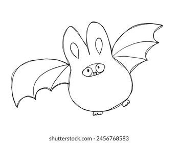 Outline illustration vector image of a bat.
Hand drawn artwork of a bat.
Simple cute original logo.
Hand drawn vector illustration for posters.