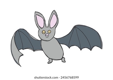 Outline illustration vector image of a bat.
Hand drawn artwork of a bat.
Simple cute original logo.
Hand drawn vector illustration for posters.