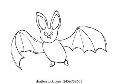 Outline illustration vector image of a bat.
Hand drawn artwork of a bat.
Simple cute original logo.
Hand drawn vector illustration for posters.