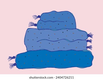 Ilustración de esquema de imagen vectorial de una manta.
Obra artística a mano de una manta.
Simple y lindo logo original.
Ilustración vectorial dibujada a mano para afiches