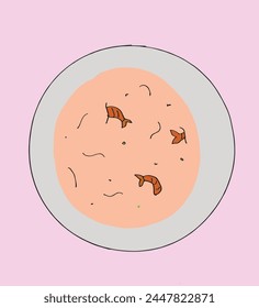 Outline illustration vector image of a bowl of a soup.
Hand drawn artwork of a bowl of a soup.
Simple cute original logo.
Hand drawn vector illustration for posters.