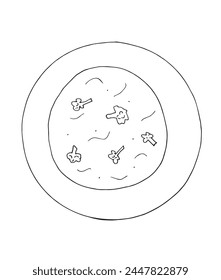 Outline illustration vector image of a bowl of a soup.
Hand drawn artwork of a bowl of a soup.
Simple cute original logo.
Hand drawn vector illustration for posters.