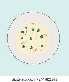 Outline illustration vector image of a bowl of a soup.
Hand drawn artwork of a bowl of a soup.
Simple cute original logo.
Hand drawn vector illustration for posters.
