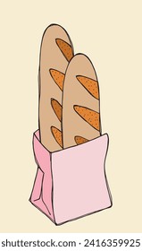 Outline illustration vector image of a bread.
Hand drawn artwork of a bread.
Simple cute original logo.
Hand drawn vector illustration for posters