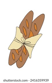 Outline illustration vector image of a bread.
Hand drawn artwork of a bread.
Simple cute original logo.
Hand drawn vector illustration for posters