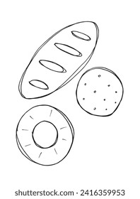 Ilustración de esquema de imagen vectorial de un pan.
Dibujar a mano obras de arte de un pan.
Simple y lindo logo original.
Ilustración vectorial dibujada a mano para afiches