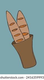 Outline illustration vector image of a bread.
Hand drawn artwork of a bread.
Simple cute original logo.
Hand drawn vector illustration for posters