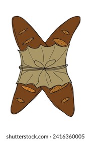 Outline illustration vector image of a bread.
Hand drawn artwork of a bread.
Simple cute original logo.
Hand drawn vector illustration for posters