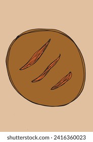 Outline illustration vector image of a bread.
Hand drawn artwork of a bread.
Simple cute original logo.
Hand drawn vector illustration for posters