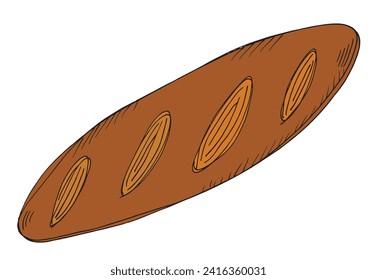 Outline illustration vector image of a bread.
Hand drawn artwork of a bread.
Simple cute original logo.
Hand drawn vector illustration for posters