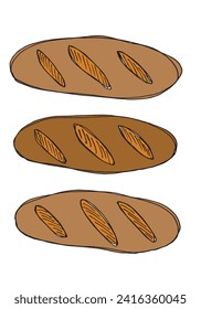 Outline illustration vector image of a bread.
Hand drawn artwork of a bread.
Simple cute original logo.
Hand drawn vector illustration for posters