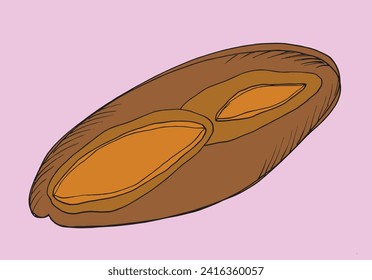 Outline illustration vector image of a bread.
Hand drawn artwork of a bread.
Simple cute original logo.
Hand drawn vector illustration for posters