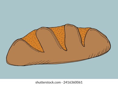 Ilustración de esquema de imagen vectorial de un pan.
Dibujar a mano obras de arte de un pan.
Simple y lindo logo original.
Ilustración vectorial dibujada a mano para afiches