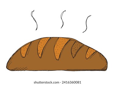 Outline illustration vector image of a bread.
Hand drawn artwork of a bread.
Simple cute original logo.
Hand drawn vector illustration for posters