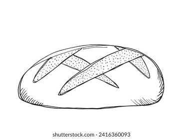 Outline illustration vector image of a bread.
Hand drawn artwork of a bread.
Simple cute original logo.
Hand drawn vector illustration for posters