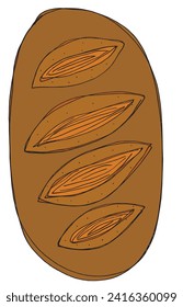 Outline illustration vector image of a bread.
Hand drawn artwork of a bread.
Simple cute original logo.
Hand drawn vector illustration for posters