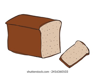 Outline illustration vector image of a bread.
Hand drawn artwork of a bread.
Simple cute original logo.
Hand drawn vector illustration for posters