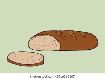 Outline illustration vector image of a bread.
Hand drawn artwork of a bread.
Simple cute original logo.
Hand drawn vector illustration for posters