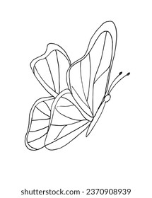 Outline illustration vector image of a butterfly.
Hand drawn artwork of a butterfly. 
Simple cute original logo.
Hand drawn vector illustration for posters, cards, t-shirts.