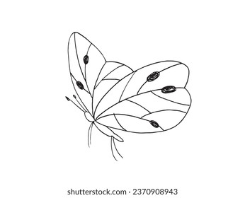 Outline illustration vector image of a butterfly.
Hand drawn artwork of a butterfly. 
Simple cute original logo.
Hand drawn vector illustration for posters, cards, t-shirts.