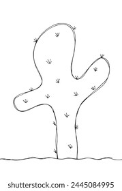 Outline illustration vector image of a cactus.
Hand drawn artwork of a cactus.
Simple cute original logo.
Hand drawn vector illustration for posters.