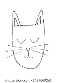 Outline illustration vector image of a cat.
Hand drawn artwork of a cat.
Simple cute original logo.
Hand drawn vector illustration for posters.