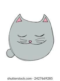 Umriss-Illustration Vektor-Bild einer Katze.
Handgezeichnetes Kunstwerk einer Katze.
Einfaches, niedliches Original-Logo.
Handgezeichnete Vektor-Illustration für Poster.