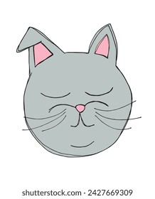 Outline illustration vector image of a cat.
Hand drawn artwork of a cat.
Simple cute original logo.
Hand drawn vector illustration for posters.