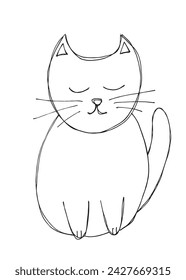Outline illustration vector image of a cat.
Hand drawn artwork of a cat.
Simple cute original logo.
Hand drawn vector illustration for posters.