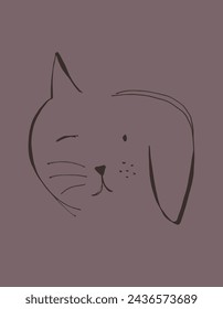 Outline illustration vector image of a cat and dog.
Hand drawn artwork of a cat and dog logo.
Simple cute original logo.
Hand drawn vector illustration for posters.