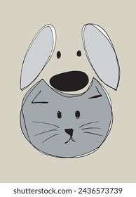 Outline illustration vector image of a cat and dog.
Hand drawn artwork of a cat and dog logo.
Simple cute original logo.
Hand drawn vector illustration for posters.