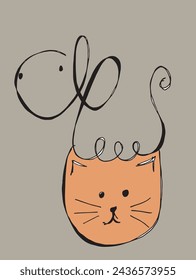 Outline illustration vector image of a cat and dog.
Hand drawn artwork of a cat and dog logo.
Simple cute original logo.
Hand drawn vector illustration for posters.