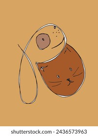 Ilustración de contorno de imagen vectorial de un gato y un perro.
Dibujo a mano del logo de un gato y un perro.
Simple lindo logotipo original.
Dibujado a mano ilustración vectorial para carteles.