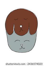 Outline illustration vector image of a cat and dog.
Hand drawn artwork of a cat and dog logo.
Simple cute original logo.
Hand drawn vector illustration for posters.