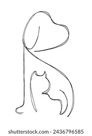 Outline illustration vector image of a cat and dog.
Hand drawn artwork of a cat and dog logo.
Simple cute original logo.
Hand drawn vector illustration for posters.