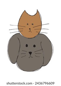 Ilustración de contorno de imagen vectorial de un gato y un perro.
Dibujo a mano del logo de un gato y un perro.
Simple lindo logotipo original.
Dibujado a mano ilustración vectorial para carteles.