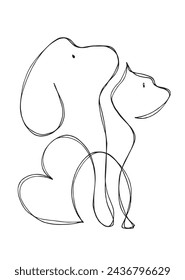 Outline illustration vector image of a cat and dog.
Hand drawn artwork of a cat and dog logo.
Simple cute original logo.
Hand drawn vector illustration for posters.