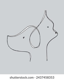Outline illustration vector image of a cat and dog.
Hand drawn artwork of a cat and dog logo.
Simple cute original logo.
Hand drawn vector illustration for posters.