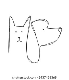 Outline illustration vector image of a cat and dog.
Hand drawn artwork of a cat and dog logo.
Simple cute original logo.
Hand drawn vector illustration for posters.
