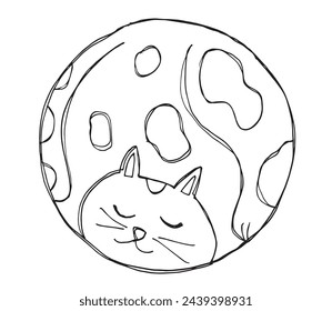 Outline illustration vector image of a  cat.
Hand drawn artwork of a cat logo.
Simple cute original logo.
Hand drawn vector illustration for posters.